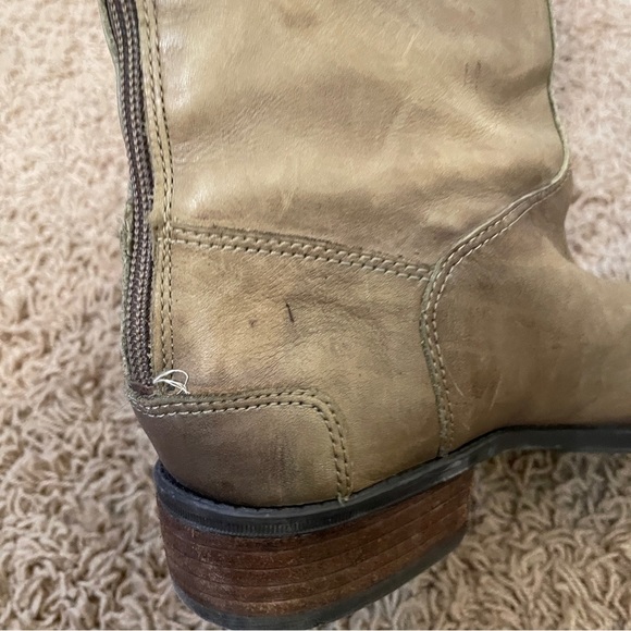 SAM Edelman Penny Tall Riding Boots Olive Taupe Leather Size 8.5 weathered - Picture 7 of 16